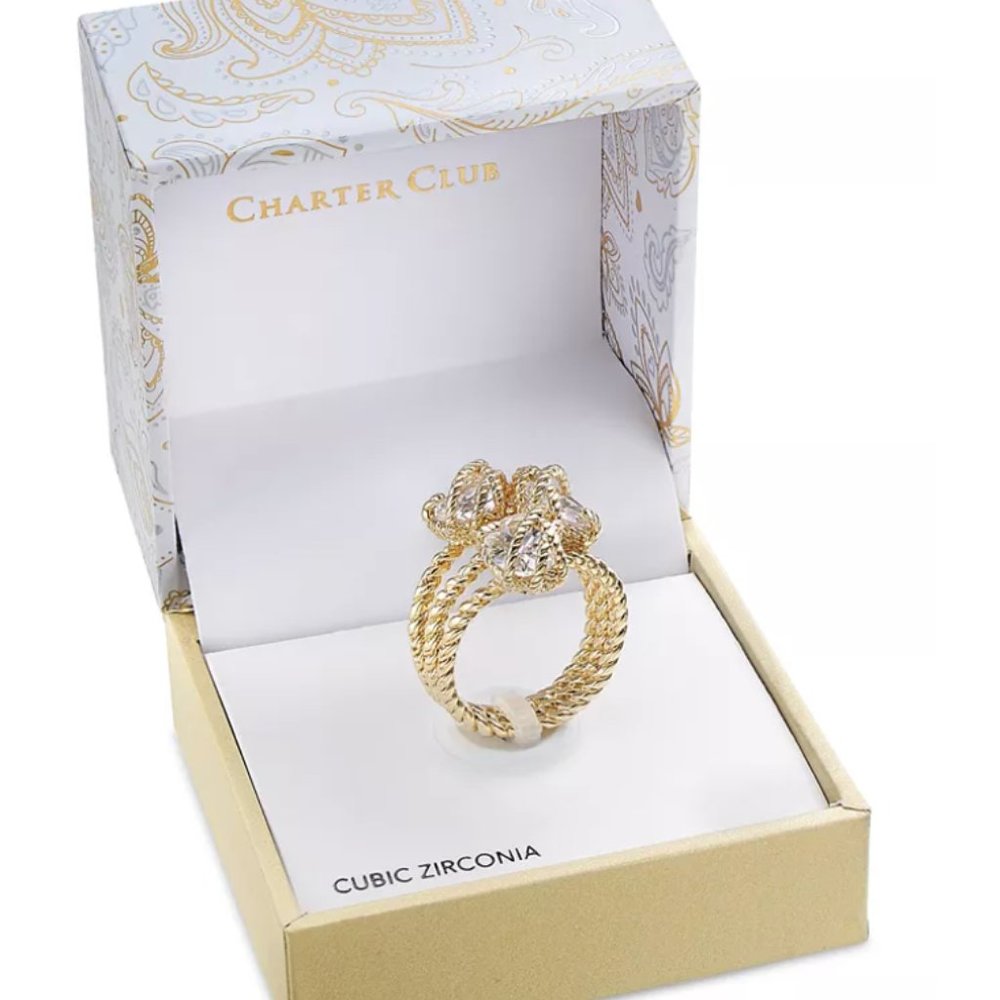 Charter Club Stone Trio Rope Ring in Gold Plate